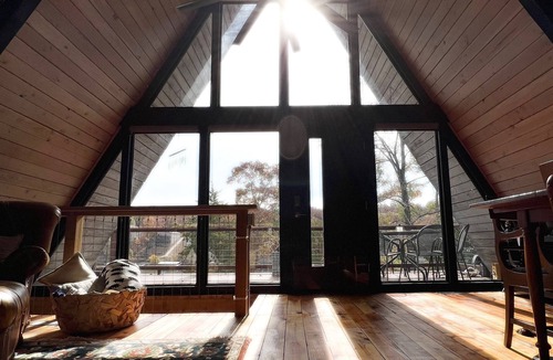 Camdenton Cabin | Aframe 34 ~ dock + lake front + hot tub + fire pit + great views