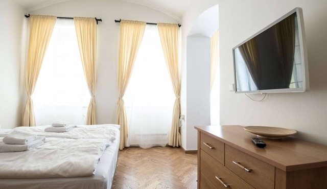 Economic double bed studio apartment ground floor with kitchen and bathroom in Praha