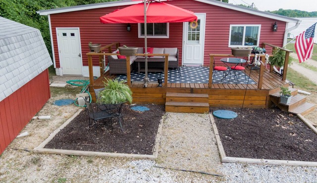 Lake front property with a relaxing front deck overlooking Bristol Lake in Dowling