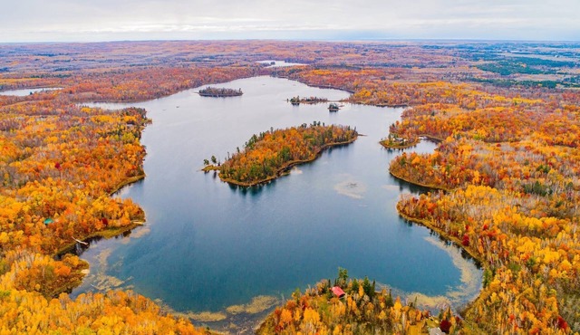 Private Island with Lakefront Cabin on three sides in Juggler Lake