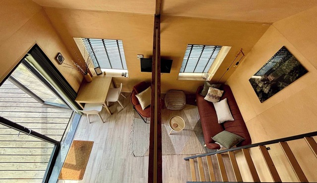 Tiny house with fireplace in polder | Tiny House Wood in Groede