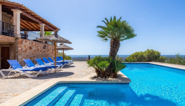 Villa "Es Puig" with Mountain & Sea Views, Balcony, Terraces, Garden & Pool in s'horta