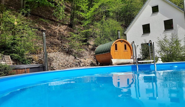Wellness center with a pool, sauna, and hot tub in the Rosbach Valley, Windecker Ländchen in Windeck