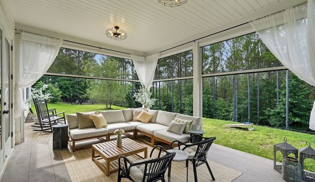 Wooded Retreat with Private Hot Tub, Fire Pit, 6 Acres Near Greystone Estate in Ball Ground