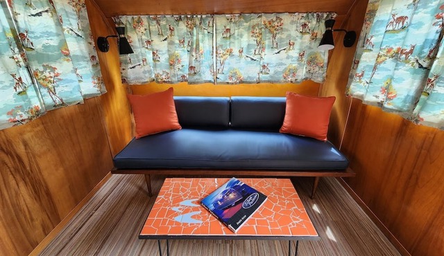 Vintage camper on the creek, short walk to pool and playground, deck, gas grill, sleeps 2. in Mill Spring